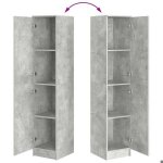 Rangement de cuisine - haut armoire gris b�ton 35x39x168 cm - buffet vaisselier rangement@273302