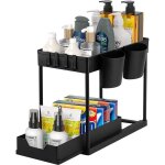 Rangement sous evier 2 niveaux coulissant organisateur sous �vier etagere tiroir avec 4 pat�res et 2 ...