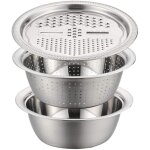 Rape ble de 3 racircpes multifonctions avec passoire et bol de service en acier inoxydable argenteacute ...