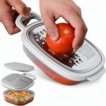 Rapeuse � legume avec bol et couvercle. r�pe � carotte legume fromage. . . professionnelle avec 3 lames ...