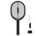 Raquette anti moustique electrique 2 en 1 - 3000v 1200mah usb rechargeable - base stable et support mural ...