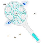 Raquette lectrique anti - mouches  moustiques rechargeable  led avec lumires nuisibles insectes filet ...