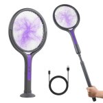 Raquette �lectrique anti - moustiques pliante et t�l�scopique 2 en 1 avec lampe anti - moustiques 3000v ...