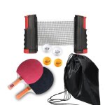 Raquette de ping pong set - rétractable filet de table tennis - 4 balles - rouge Raquette de ping pong set - rétractable filet de table tennis - 4 balles - rouge