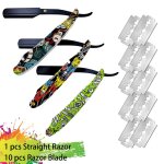 Rasoir droit pour barbier manuel pliable vintage avec lames pour hommes