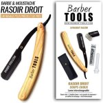 Rasoir droit coupe - choux / rasoir de barbier lame interchangeable + 5 doubles lames (10 lames simples) ...