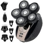 Rasoir lectrique 5 - en - 1 pour hommes chauves rasoir  tte tondeuse  barbe  six ttes noir[414] ...