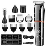 Rasoir �lectrique - tondeuse � barbe - �cran lcd - lavable - 6 lames et 4 peignes