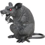 Rat noir mchant 22x12x19 cm - decors de table halloween