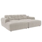 Ray - canapé droit 4 places avec double méridienne - assise profonde - en tissu texturé - beige Ray - canapé droit 4 places avec double méridienne - assise profonde - en tissu texturé - beige