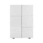 Rebecca - meuble dentr�e 2 portes 4 �tag�res blanc laqu� weiss relief damiers