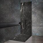 Receveur de douche - 160x90 cm - effet marbre noir - caniveau lin�aire inox - siphon ultra - plat