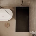 Receveur de douche 90 x 180 cm extra plat noir salvi en solicast� surface ardois�e