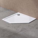 Receveur de douche 90x90 pentagonale bac � douche doporro faro5 acrylique plat blanc 90x90x4cm avec bonde ...