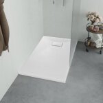 Receveur de douche anti - glissant - smc blanc 100 x 70 cm - seuil bas - ouverture de vidange standard ...