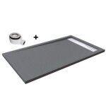 Receveur de douche en ardoise - marque - 90 x 100 cm - gris - résine Receveur de douche en ardoise - marque - 90 x 100 cm - gris - résine