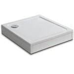 Receveur de douche blanc 100x100cm carr� extra - plat - aica - avec kit de plinthe bonde de douche et ...