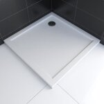 Receveur de douche a poser extra plat en acrylique blanc carre - 90x90 cm - bac de douche