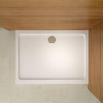 Receveur de douche extra - plat en pierre et gel coat blanc 110x90cm - aica