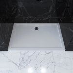Receveur de douche a poser extra - plat en acrylique blanc rectangle - 100x80cm - bac de douche