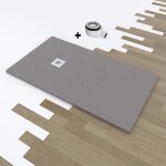 Receveur de douche extra - plat en r�sine gris clair 120x100 cm