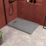 Receveur de douche gris effet pierre 80x120 cm et grille d�cor lin�aire en inox