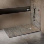 Receveur de douche en pierre naturelle - 120x80 - extra plat - finition cuivr�e - natte �tanche pr� - ...