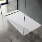 Receveur de douche doporro geoma04 en r�sine bac � douche plat blanc rectangulaire 80x140x4cm pour la ...