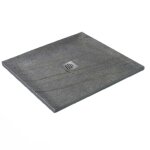 Receveur de douche - u - tile - 100 x 100 cm haute densit� aspect pierre naturelle 904 avec grille centr�e ...