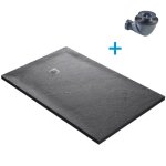Receveur de douche - u - tile - 120 x 80 cm haute densit aspect pierre naturelle 925 avec grille excentre ...