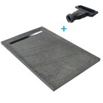 Receveur de douche - u - tile - 140 x 90 cm haute densit aspect pierre naturelle 904 avec caniveau excentr ...