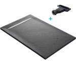 Receveur de douche - u - tile - 180 x 90 cm haute densit� aspect pierre naturelle 925 avec caniveau excentr� ...