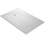 Receveur de douche - u - tile - blanc 100 x 80 cm haute densit� aspect ardoise - grille carr�e