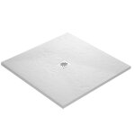 Receveur de douche - u - tile - blanc 100 x 100 cm ultra l�ger en r�sine aspect ardoise - grille carr�e ...