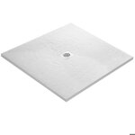 Receveur de douche - u - tile - blanc 70 x 70 cm haute densit� aspect ardoise - grille carr�e centr�e ...
