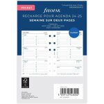 Recharge - filofax - semaine sur 2 pages - format pocket - blanc - acadmique