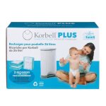 Recharges 26l pour poubelle  couches korbell - pack de 3 - blanc