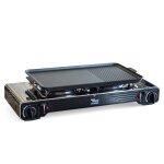 Rchaud 2 feux inox 4400w + plaque grill plancha 2en1 thermocouple intrieur / extrieur alpen camping ...