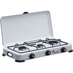Rchaud gaz 3 feux 4100w - brleurs fonte amovibles grille et couvercle - plaque de cuisson gaz butane ...