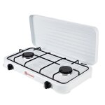 R�chaud � gaz - avizar - 2 feux - allumage manuel - couvercle repliable - r�glage ind�pendant