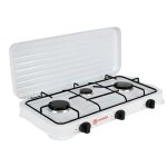 R�chaud � gaz - avizar - 3 feux - allumage manuel - r�glages ind�pendants - couvercle repliable