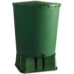 R�cup�rateur deau de pluie rond 500 l + socle + kit collecteur - vert - bellijardin