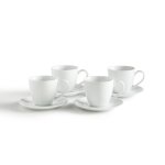 La redoute interieurs 4 tasses  caf + sous tasses atola blanc
