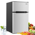 Rfrigrateur compact 90l costway - 2 portes - lumire led grand angle - 7 rglages de temprature - ...