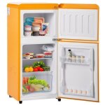 R�frig�rateur - cong�lateur r�tro volume total de 60 litres 7 r�glages de temp�rature?jaune [classe defficacit ...