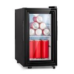 Rfrigrateur - klarstein brooklyn 23 slim - led - clayette en plastique - porte vitre - noir