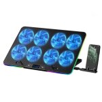Refroidisseur pc portable 8 ventilateurs rgb support r�glable usb refroidissement efficace 12 - 17 pouces ...