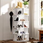Regal � chaussures blanc rond rotatif dangle - 5 niveaux hauteur 115 cm largeur 60 cm