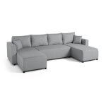 Regala - canap panoramique - 7 places - convertible avec coffre - en tissu - gris