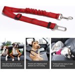 Ceinture de scurit pour animal - rglable - rouge - nylon - 72 cm